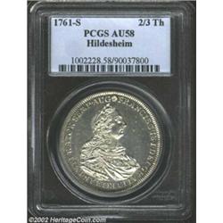 Hildesheim. Frances I 2/3 Thaler 1761S, KM100, AU58 PCGS. An elusive issue, especially in this grade