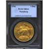 Nurnberg. Gold 3 Ducats ND (1703), KM262, MS61 PCGS, Lamb with PAX banner/Coats of Arms. A very rare