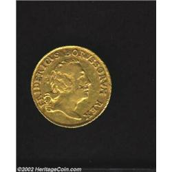 Prussia. Friedrich Gold Fredrick D'Or 1754A, KM272, VF, but planchet lamination on the bust. From th