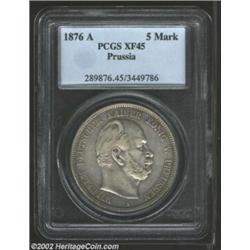 Prussia. Wilhelm 5 Marks 1876A, KM503, XF45 PCGS. Scarce type in this grade designation. Important n