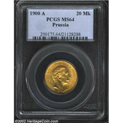 Prussia. Wilhelm II Gold 20 Mark 1900A, MS64 PCGS. Important notice: We expect to be auctioning lots