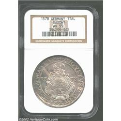 Saxony. August Thaler 1578, Dav-9798, AU55 NGC, An attractive early thaler with flashy mint luster..