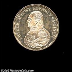 Saxony. Friedrich August I Mining Thaler 1825S, KM1097, BU, needle sharp and essentially Choice. Imp