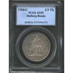 Stolberg. 2/3 Thaler 1764-C, C37, AU55 PCGS. Stag/Coat of Arms. Important notice: We expect to be au