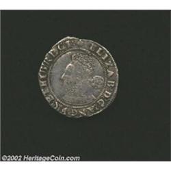 Elizabeth I. Fifth Issue Sixpence 1593, Crowned bust left with rose behind/Cross over shield, S-2578