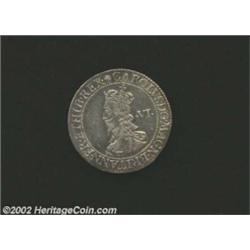 Charles I. Briot's Coinage Sixpence ND (1631-39), Briot's bust left/Shield over cross fouree, S-2855