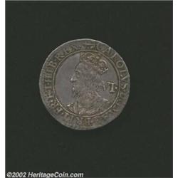 Charles I. Briot's Coinage Sixpence ND (1638-39), Briot's bust left/Shield over cross fouree, S-2860