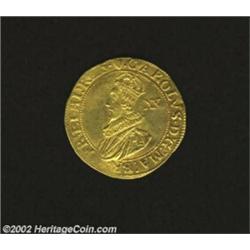 Charles I. Gold Unite ND (1625-42), Second bust left. Crowned shield with slight garnish, S-2690, li