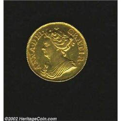 Anne Gold Guinea 1713, KM534, VF+, considerable mint luster, especially on the reverse.Ex: Coin Gall