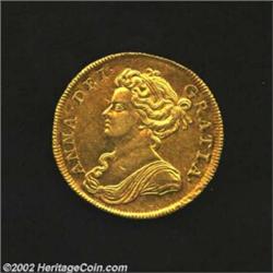 Anne Gold 2 Guineas 1714/3, KM531, Choice XF+, beautiful toned luster, with the obverse being slight