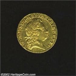 George I Gold 1/2 Guinea 1717, KM541.1, Nearly XF with considerable mint luster. From the Hans A. La