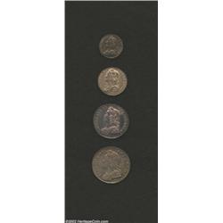 George II Maundy Set 1737, KM-MDS47, Generally XF, although the 4 pence has flan flaws. 4 coins Impo