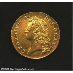 George II Gold 2 Guineas 1738, KM576, Choice XF-AU, a beautiful coin in all respects. Young laureate