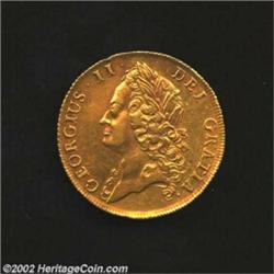 George II Gold 2 Guineas 1739, intermediate bust, KM578, Bold VF+, boldly struck details.Ex: Coin Ga