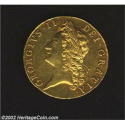 George II Gold 5 Guineas 1741, KM571.1, XF, lovely old-time toning. Young laureate bust. From the Ha