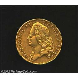 George II Gold 5 Guineas 1753, old head, KM586.2, Nearly XF, lovely gold and orange toning. From the