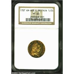 George III 1/2 Guinea 1787, KM608, PR62 NGC, this rare proof striking is intricately detailed with l