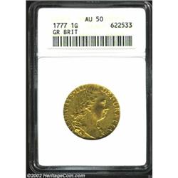 George III Gold Guinea 1777, KM604, AU50 ANACS. Important notice: We expect to be auctioning lots at