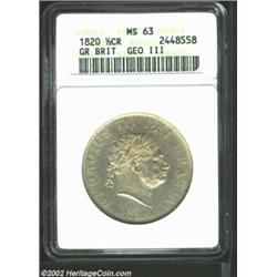 George III Halfcrown 1820, KM672, MS63 ANACS, a lightly toned example from this transitional year, w