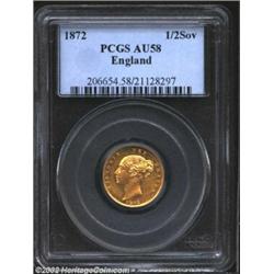 Victoria Gold Half Sovereign 1872, AU58 PCGS. Boldly struck and lustrous with just the slightest tra