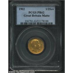 Edward VII Gold Half Sovereign 1902, KM804. PR62 Matte PCGS. Important notice: We expect to be aucti