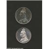 Image 1 : Victoria silver pair including: Double Florin 1887 Roman I, KM-763, BU with moderate abrasions; and.