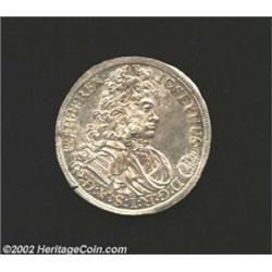 Joseph I Half Thaler 1710 KM281, second 1 over 0--very clear overdate! Choice UNC, slightly crude ma