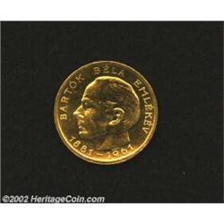 Gold 100 Forint 1961, KM564, 80th anniversary of the birth of Bartok, Proof. Important notice: We ex