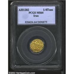 Agha Muhammad Khan Qajar gold 1/4 toman AH120(2), Arab legend/Legend and date, KM-624a, MS64 PCGS. T