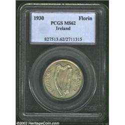 Irish Free State Florin 1930, KM7, MS62 PCGS, lightly toned surfaces with occasional contact marks i