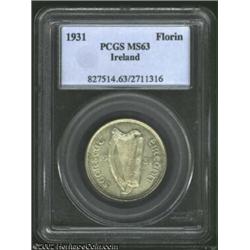 Irish Free State Florin 1931, KM7, MS63 PCGS, boldly detailed and frosty, with a hint of golden pati