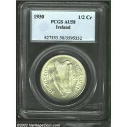 Irish Free State 1/2 Crown 1930, KM8, AU58 PCGS, a shimmering, untoned example with just the barest.