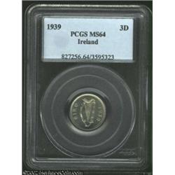 Republic 3 Pence 1939, KM12, MS64 PCGS, first year of a two-year type struck in nickel, changed to a