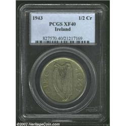 Republic Halfcrown 1943, KM16, XF40 PCGS. Remarkably, the second example of an unlikely three-coin o