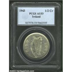 Republic Halfcrown 1943, KM16, AU53 PCGS, still quite lustrous with just a few scattered surface mar