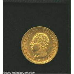 Sardinia. Carlo Felice Gold 80 Lire 1828-L Eagle head, KMC108.1, XF, considerable luster and never c