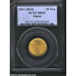 Gold 10 Yen Meiji 34 (1901), Y33, MS65 PCGS. Important notice: We expect to be auctioning lots at th