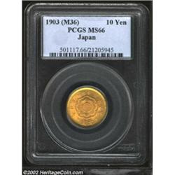 Gold 10 Yen Meiji 36 (1903), Y33, MS66 PCGS. Important notice: We expect to be auctioning lots at th