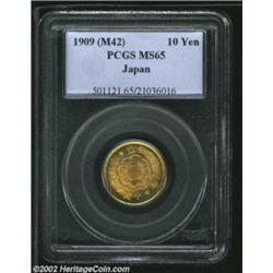 Gold 10 Yen Meiji 42 (1909), Y33, MS65 PCGS. Important notice: We expect to be auctioning lots at th