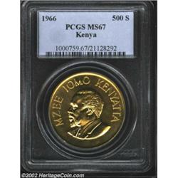 Kenyatta Gold 500 Shillings 1966, KM9, MS67 PCGS. A handsome design honoring  The Father of our Nati