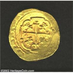 Philip V Gold 4 Escudos Cob circa 1713, KM55.1, MXO-J. Virtually as struck, the central details are.