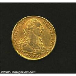 Carlos III Gold 8 Escudos 1779-FF, KM156.2a, Nice VF-EF with lustre in the peripheral legends. One v