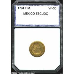 Carlos IV Gold Escudo 1794FM, KM120, VF30 PCI (VF). Important notice: We expect to be auctioning lot