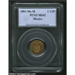 Gold Peso 1881-Mo M, KM410.5, MS62 PCGS. Important notice: We expect to be auctioning lots at the ra