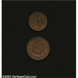 Zapata Issues: Centavo and 2 Centavos 1915, KM416 and 420. The Centavo is UNC with glossy orange and