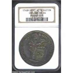 Zeeland. Piefort Silver Ducat 1748, KM52.3, MS64 NGC, a well produced, lustrous example beneath a mi