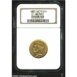 Willem Gold 10 Gulden 1832, KM56, AU58 NGC. Important notice: We expect to be auctioning lots at the