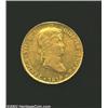 Ferdinand VII Gold 8 Escudos 1819JP, KM129.1, AU, full mint luster, slightly weak strike on the reve