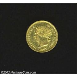 Isabel II Gold 2 Pesos 1861/0, KM143, VF+, noticeable mint luster. Important notice: We expect to be