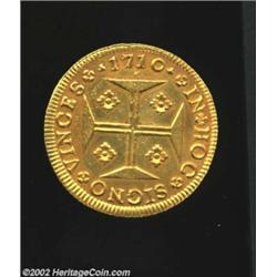 Joao V Gold 4000 Reis 1710 Lisbon, KM184, UNC, very sharp details, lightly cleaned.Ex: Stack's June.